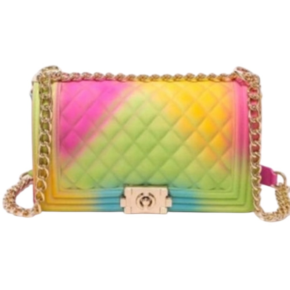 Multicolor COTTON CANDY Quilted Chain Bag